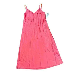 Morgan Taylor Intimates M Hot Pink Slip Nightgown Chemise Silky Barbiecore NWT